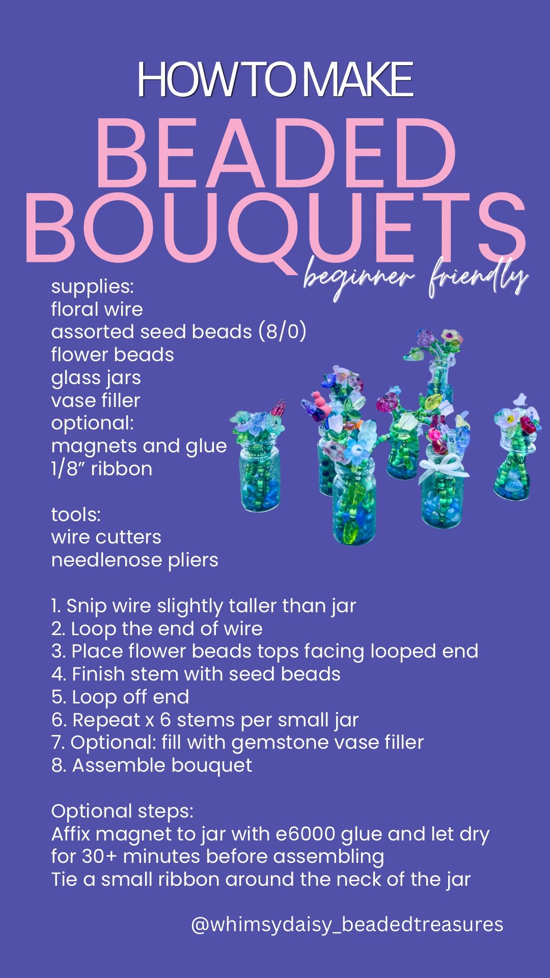 Beaded Bouquet in Glass Jar