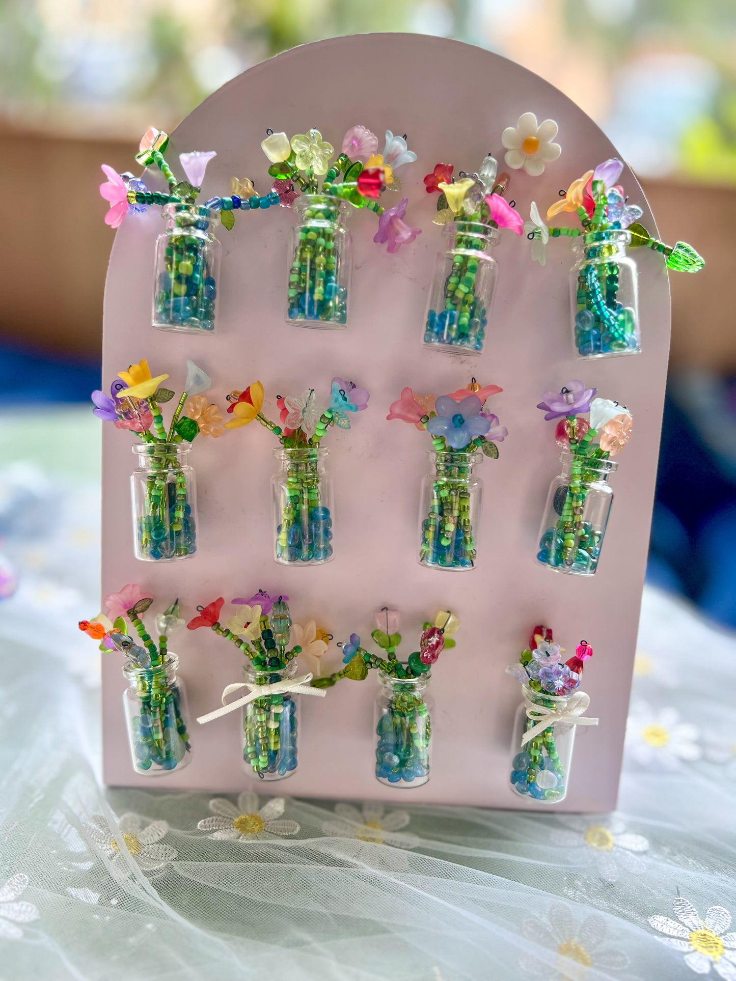 Beaded Bouquet in Glass Jar